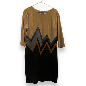 Joseph Ribkoff Faux Suede Chevron Dress size 18
